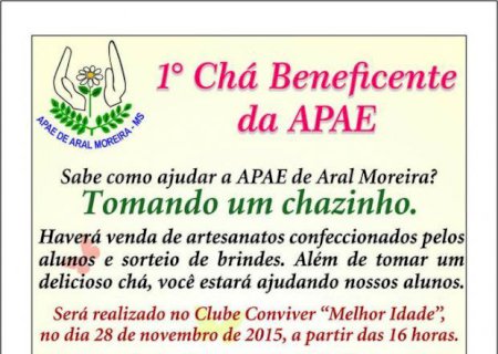 1º Chá Beneficente da APAE será neste sábado em Aral Moreira